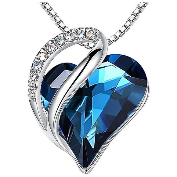 Necklaces for Women, Infinity Love Heart , September-Bermuda Sapphire Blue